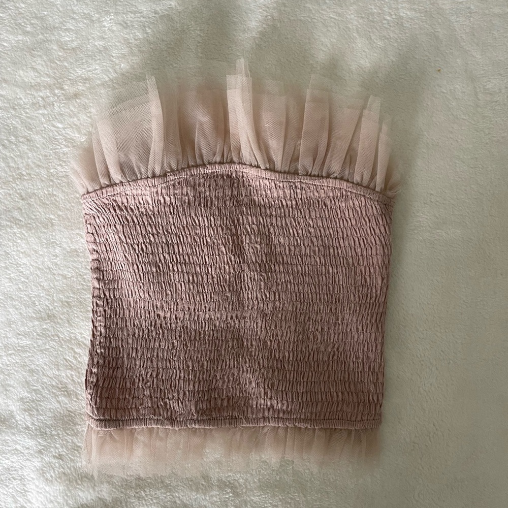 En Saison Cosette Blush Pink Smocked Tube Top with Tulle